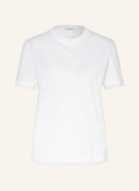 Brunello Cucinelli T-Shirt Z Obszyciem Ozdobnymi Kamykami weiss