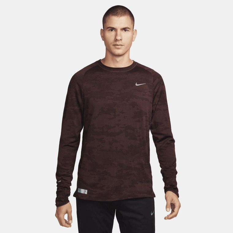 Męska koszulka z długim rękawem do biegania Nike Therma-FIT ADV Running Division - Brązowy
