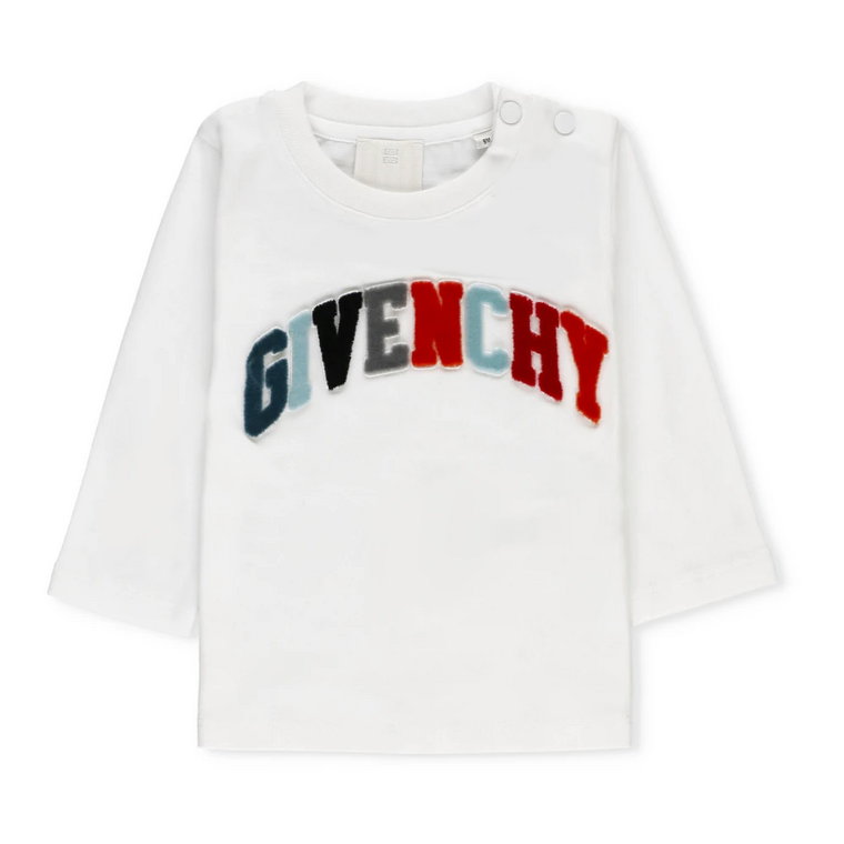 Junior Biała Bawełniana Koszulka z Logo Givenchy