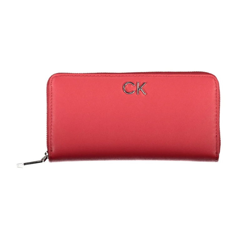 Czerwony portfel poliuretanowy Calvin Klein