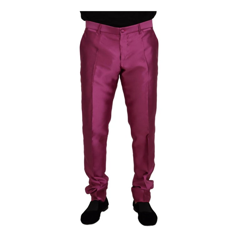 Spodnie Formalne Slim Fit w Kolorze Różowym Dolce & Gabbana