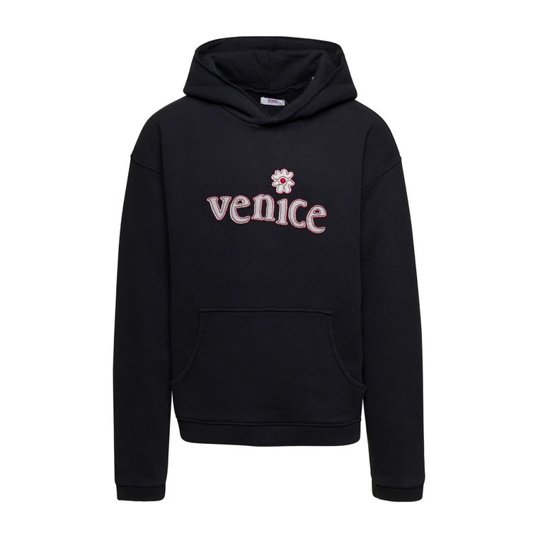 Czarne Swetry z Kapturem Venice Patch ERL