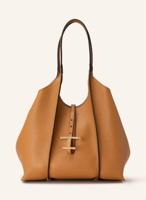 Tod's Torba Shopper T Timeless Small Z Saszetką beige