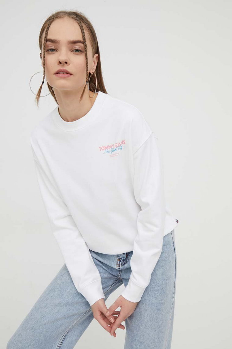 Tommy Jeans bluza damska kolor biały z nadrukiem DW0DW17336