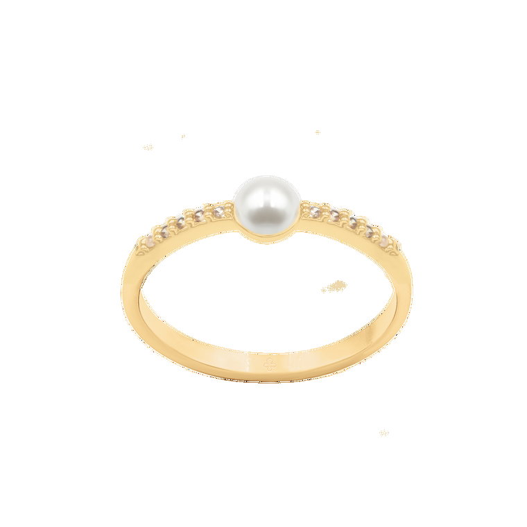 Pierścionek Cosmos z białą perłą no.2 pozłacany