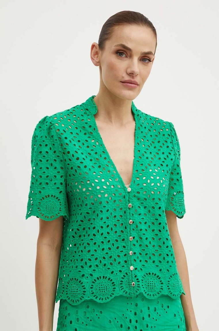 Morgan koszula bawełniana CFLAM damska kolor zielony regular