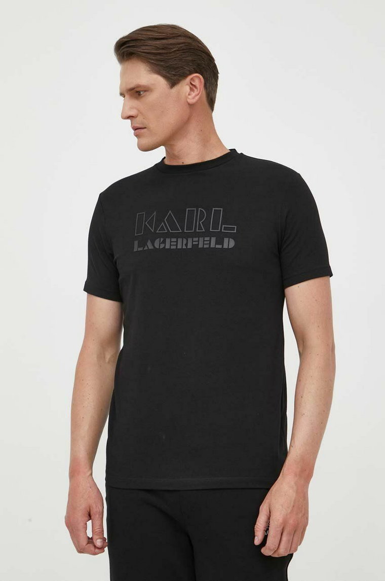 Karl Lagerfeld t-shirt męski kolor czarny wzorzysty