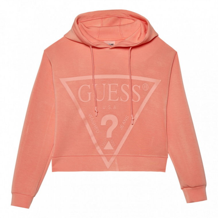 Damska bluza dresowa nierozpinana z kapturem Guess New Alisa Hooded - koral