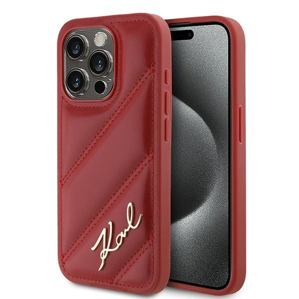 Karl Lagerfeld KLHCP15XPQDSMGR iPhone 15 Pro Max 6.7" czerwony/red hardcase Diagonal Quilted Script