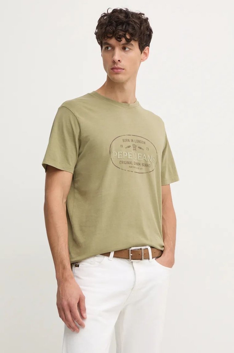 Pepe Jeans t-shirt bawełniany ANDER męski kolor zielony z nadrukiem PM509621