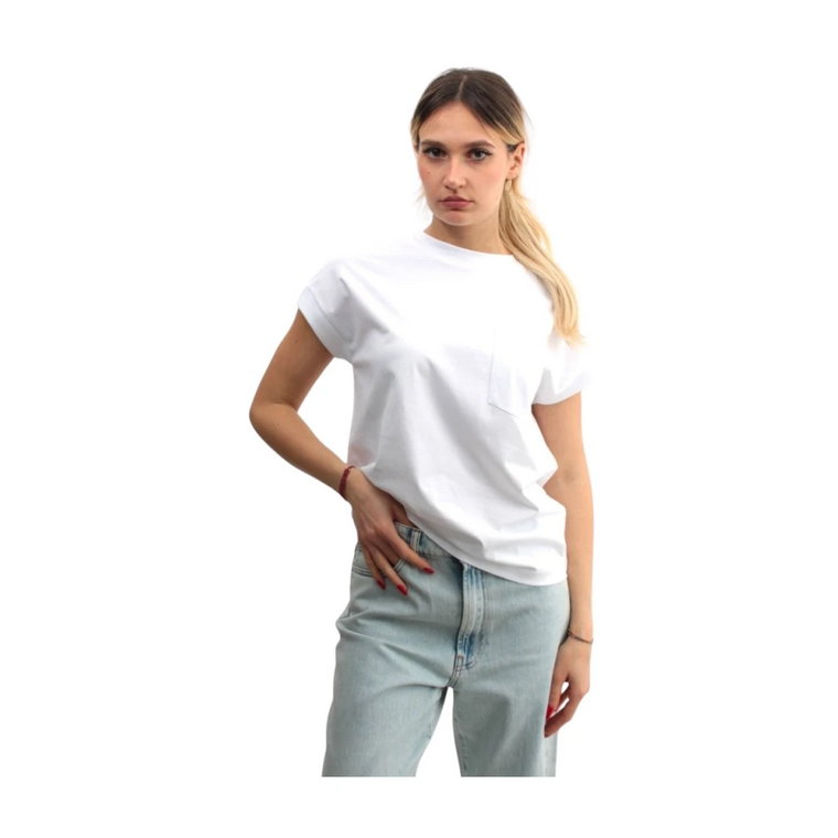 Biała Bawełniana T-shirt z Krótkimi Rękawami Liviana Conti