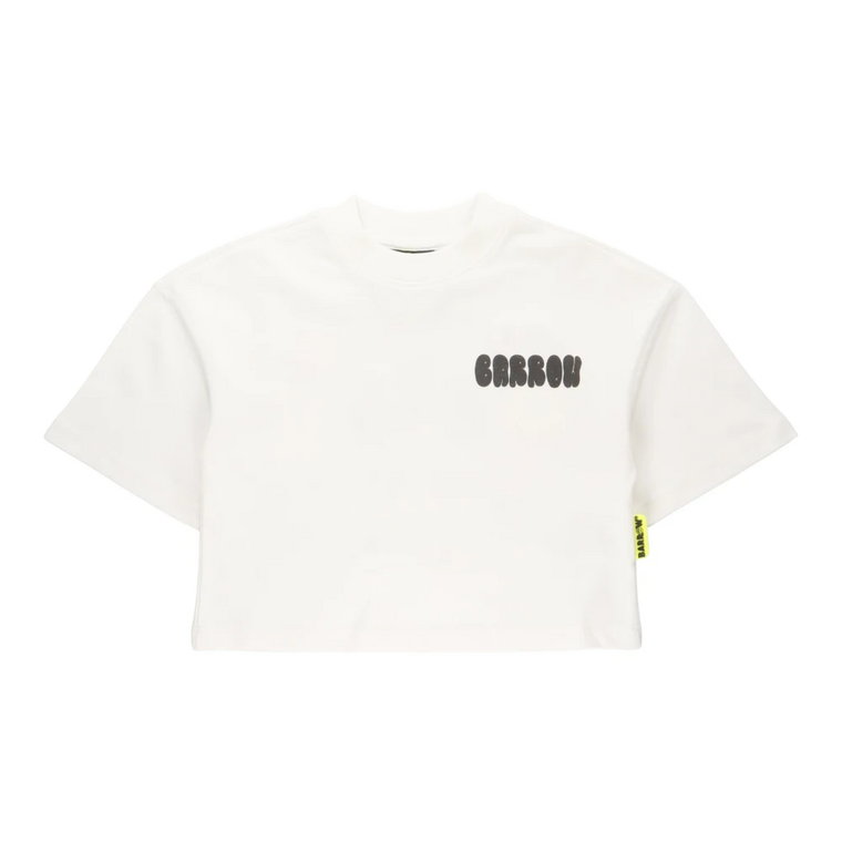 Cropped T-shirt z graficznym nadrukiem i ozdobnymi kryształkami Barrow