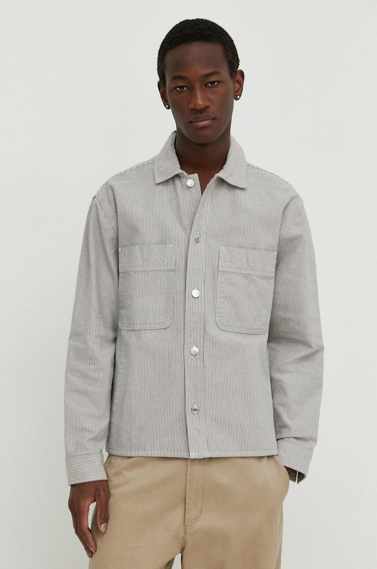Abercrombie & Fitch kurtka jeansowa męska kolor szary przejściowa