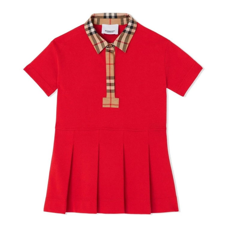 Czerwona Sukienka z Wzorem Haymarket Check Burberry