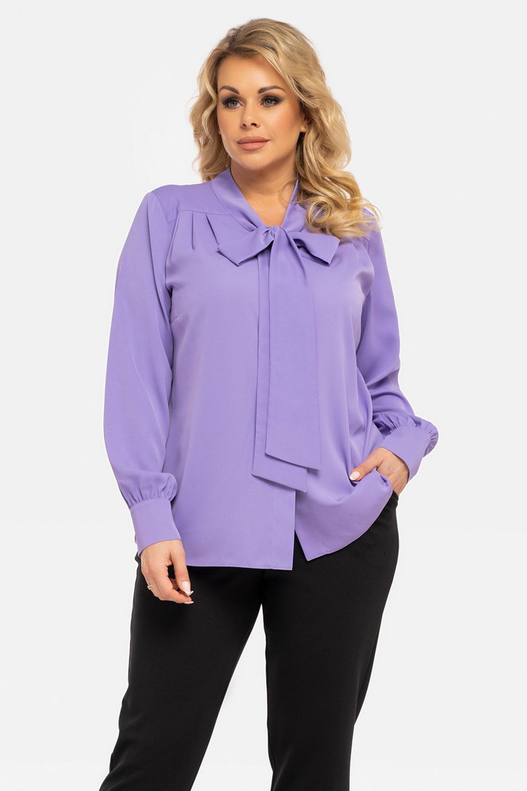 Bluzka elegancka z wiązaniem WEST fioletowa