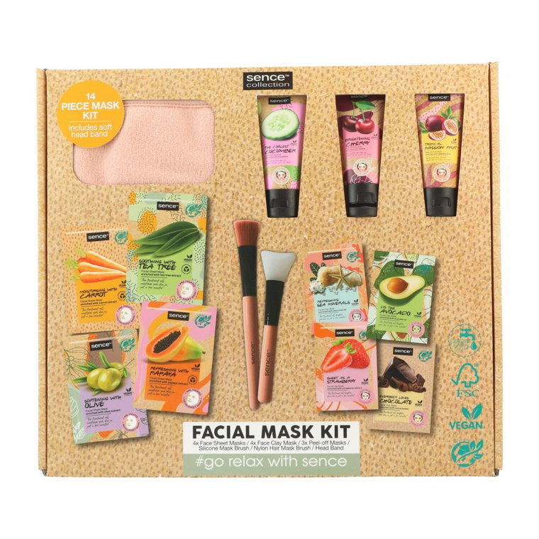 Sence Collection Facial Mask Kit XMASS - Zestaw maseczek i akcesoriów 14szt