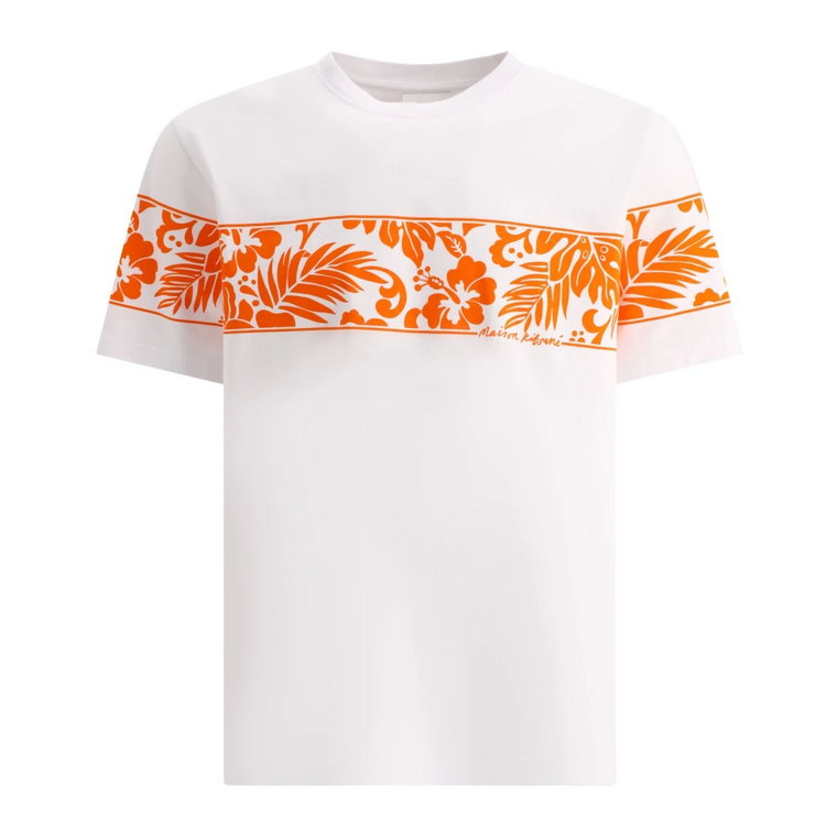 Tropikalny T-shirt z Paskiem 100% Bawełna Maison Kitsuné