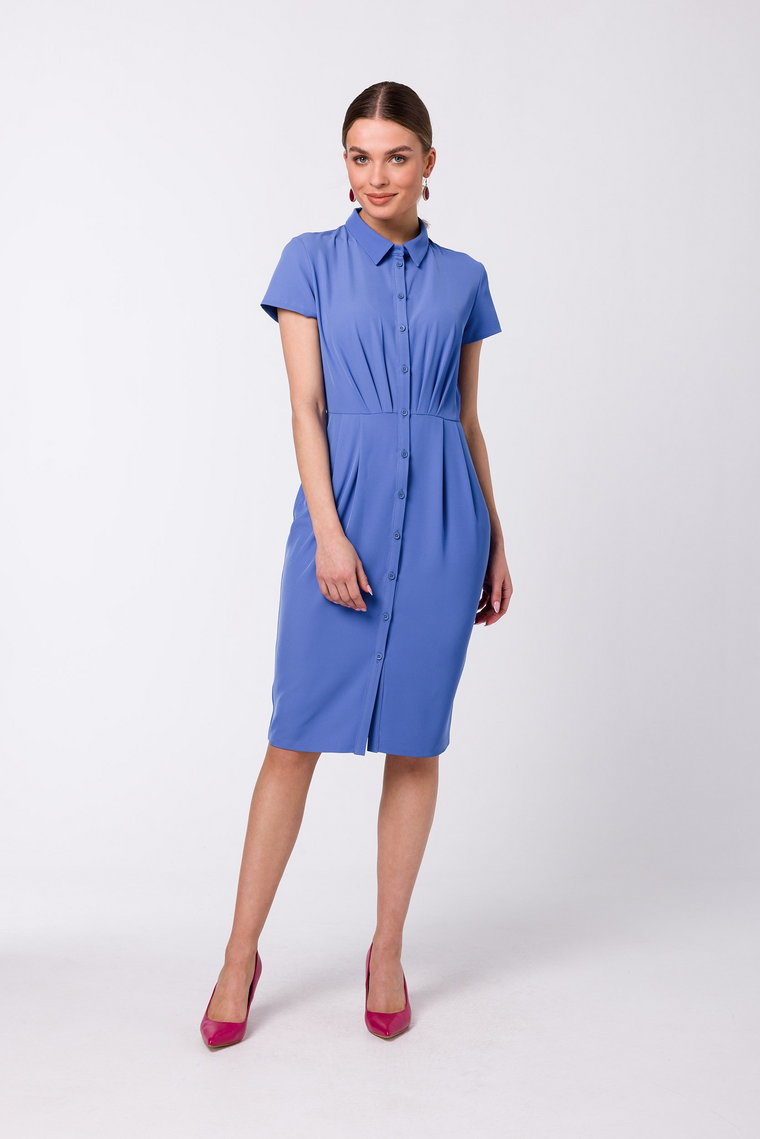 Koszulowa sukienka - Niebieska Rozmiar: S