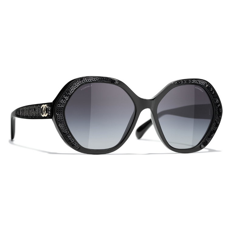 Glamour okrągłe okulary przeciwsłoneczne z filtrem degradacyjnym Chanel