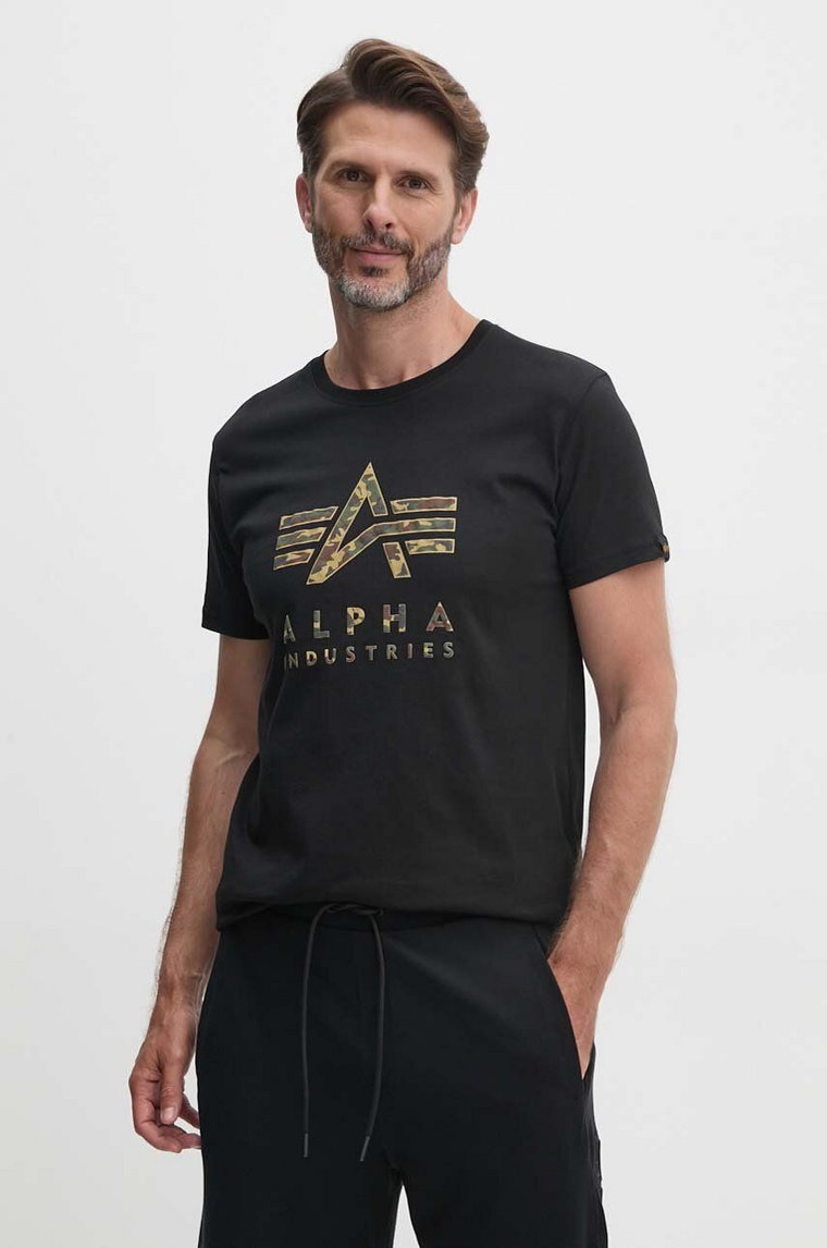 Alpha Industries t-shirt bawełniany męski kolor czarny z nadrukiem 146506