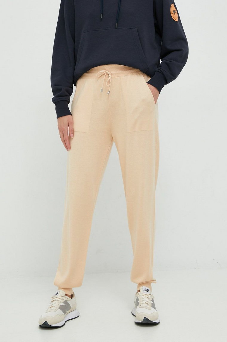 United Colors of Benetton spodnie damskie kolor beżowy high waist
