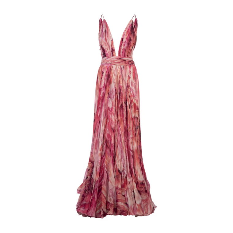 Różowa Sukienka bez Rękawów z Fałdami Roberto Cavalli