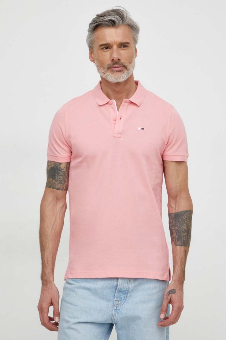 Tommy Jeans polo bawełniane kolor różowy DM0DM18312