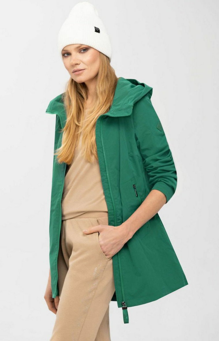 Luźna kurtka damska z wydłużonym tyłem w kolorze zielonym J-BILLIE, Kolor zielony, Rozmiar XS, Volcano