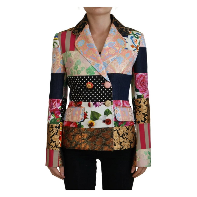 Kurtka z kolorowym patchworkiem i wzorem żakardowym Dolce & Gabbana