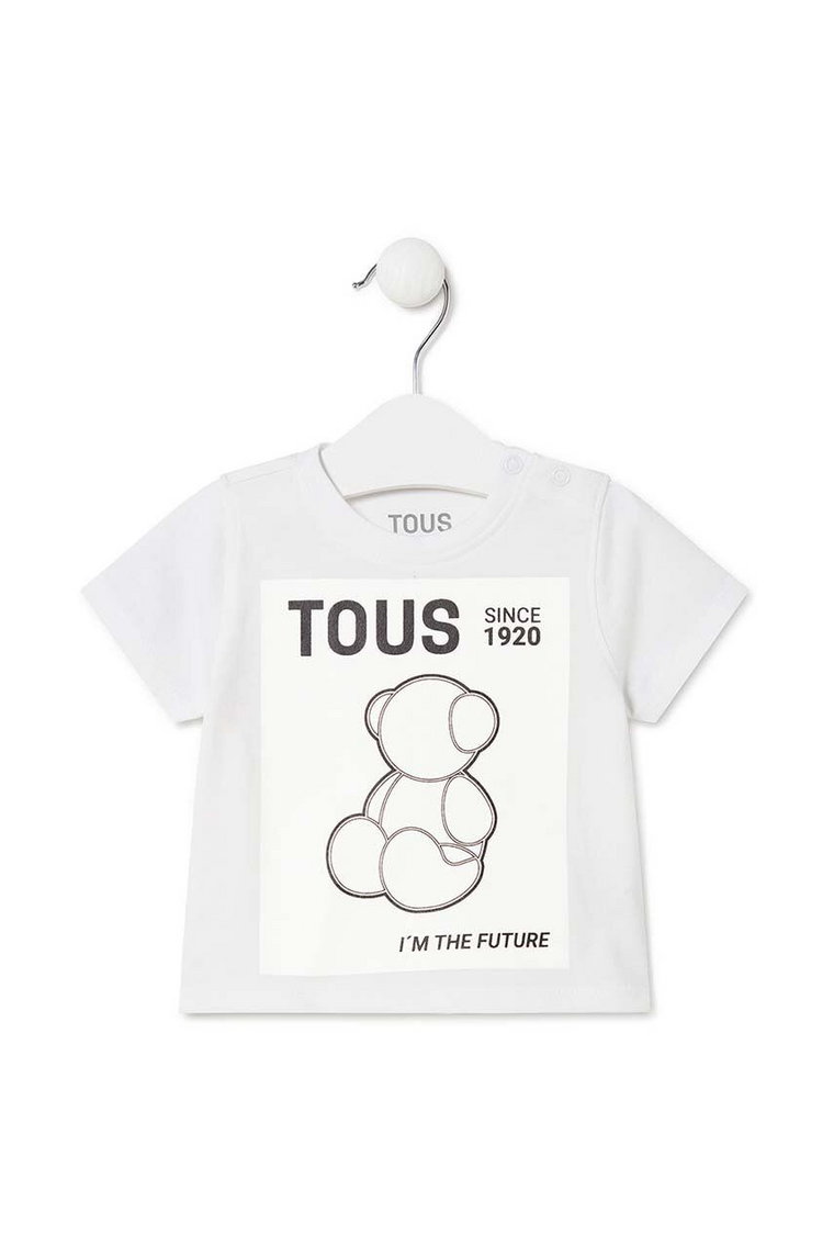 Tous t-shirt bawełniany dziecięcy kolor biały z nadrukiem