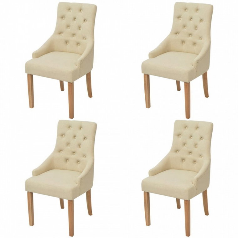 Krzesła do jadalni 4szt. dębowe tapicerowane tkaniną kremowe kod: V-274425