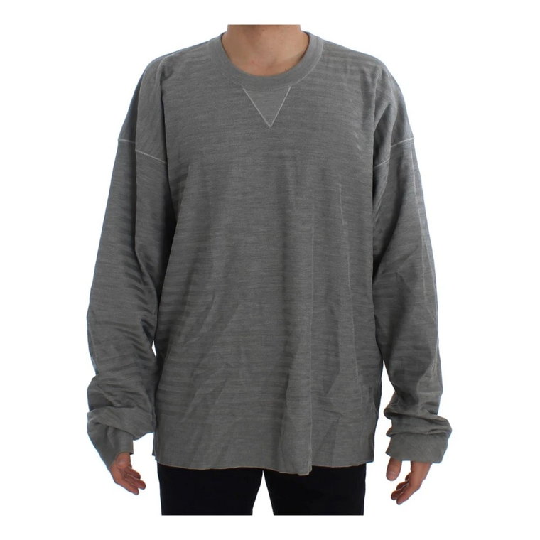 Gray Crewneck Pullover Silk Sweater Dolce & Gabbana