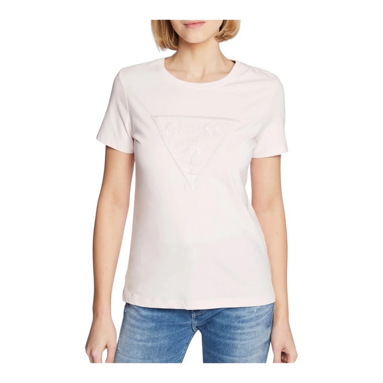 Slim Logo Triangle Fantaisie T-Shirt - Kobiecy i Stylowy Guess