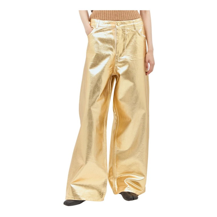 Coated Foil Wide Leg Jeans Ganni