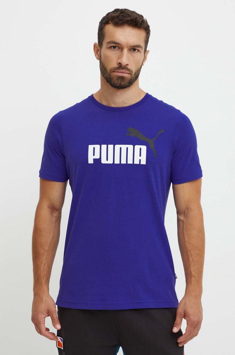 Puma t-shirt męski kolor fioletowy z nadrukiem