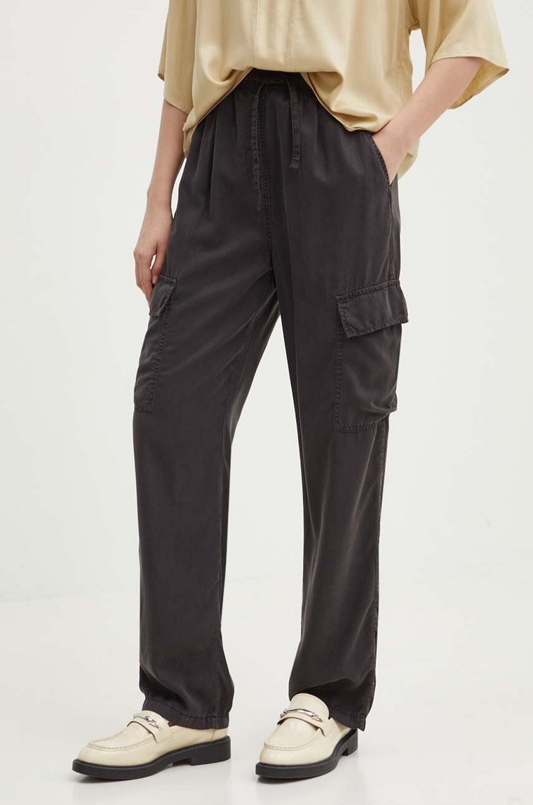 Pepe Jeans spodnie EVA damskie kolor szary fason cargo high waist PL211738