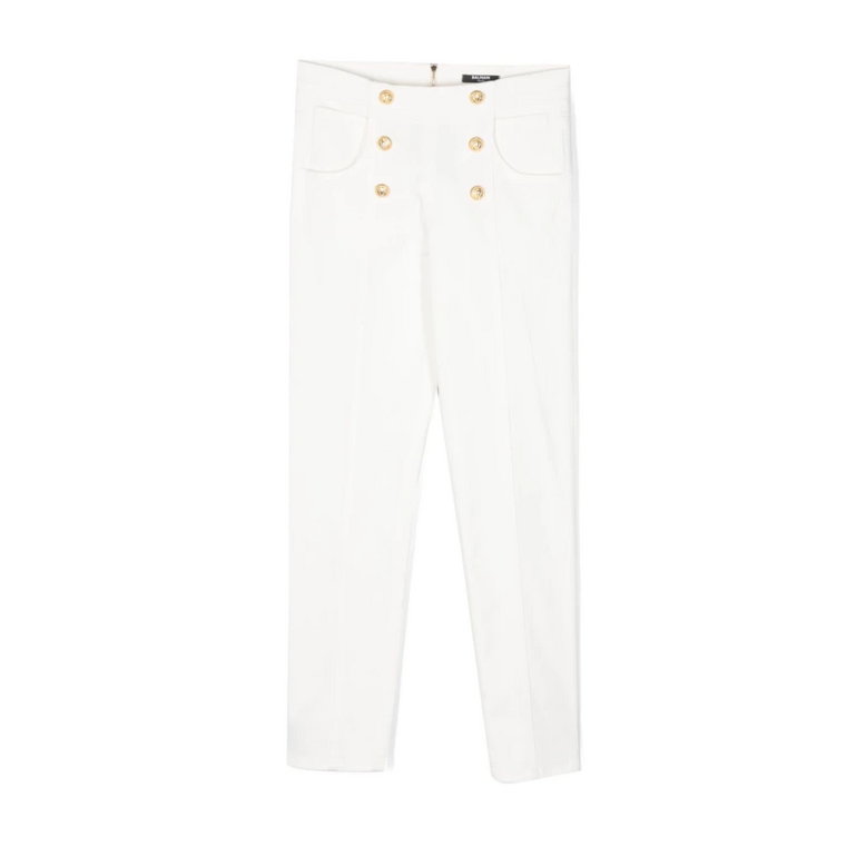 Girl Clothing Trousers White Aw23 Balmain