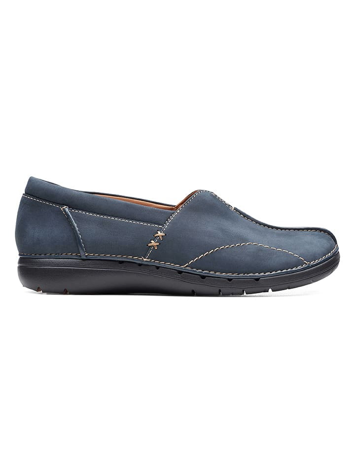 Clarks Skórzane slippersy "Un Loop Stride" w kolorze niebieskim