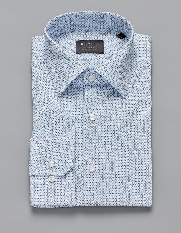 koszula biała w niebieski wzór calimera długi rękaw classic fit 00214