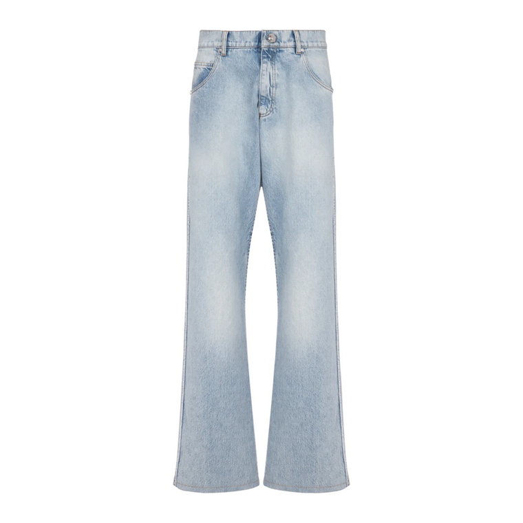 Bawełniane jeansy z szerokimi nogawkami Balmain