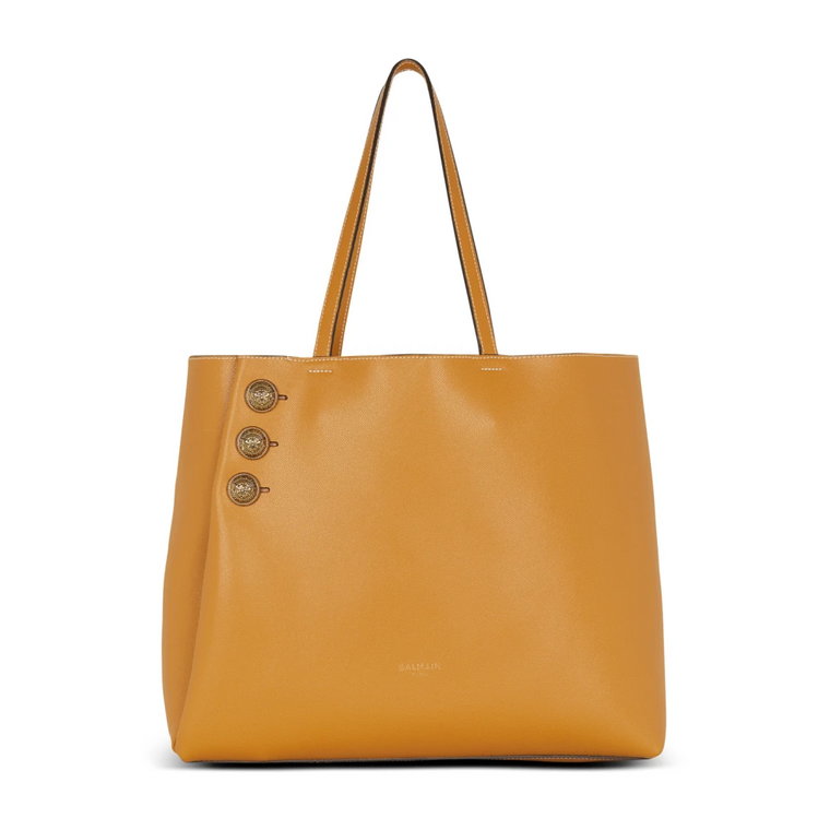 Torba Shopper Emblème z Ziarnistej Skóry Balmain