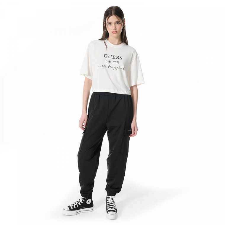 Damskie spodnie dresowe joggery Guess Ruth Cargo Pants - czarne