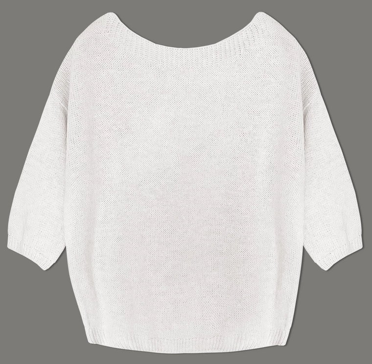 Luźny sweter z kokardą na plecach ecru (759ART)