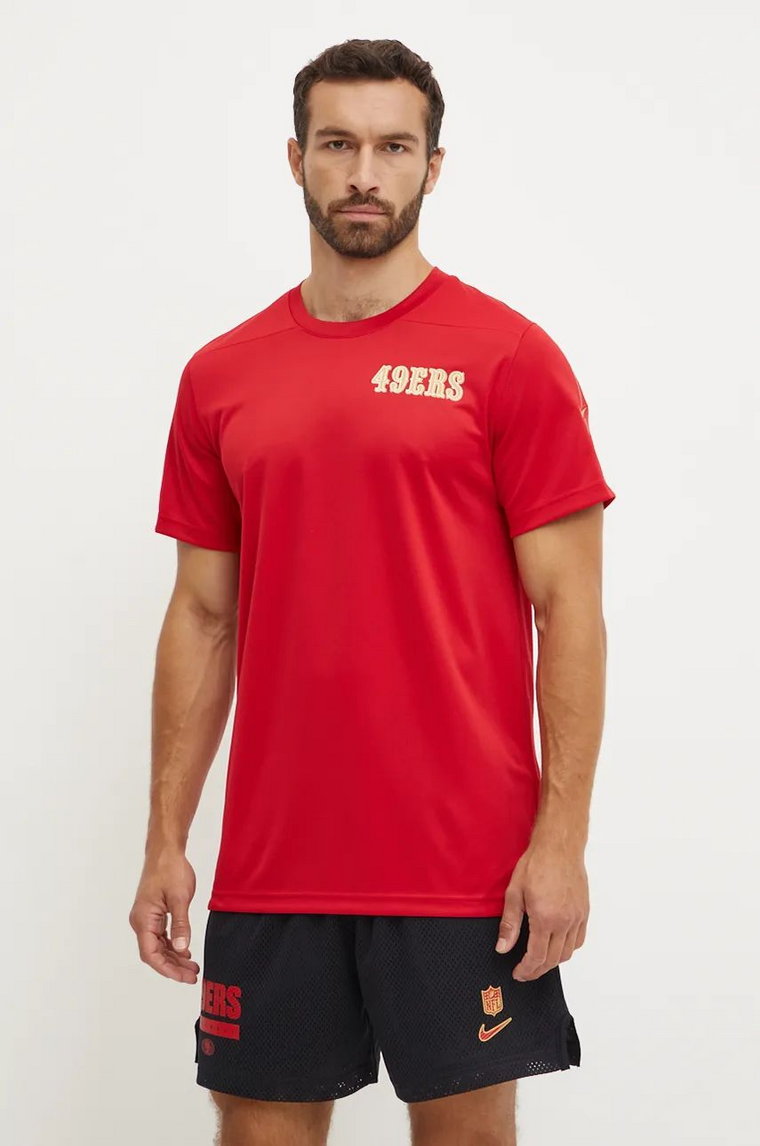 Nike t-shirt treningowy San Francisco 49ers kolor czerwony z nadrukiem 02ES-084K-73-K0Z