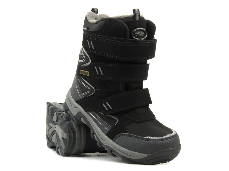 Buty trekkingowe, śniegowce dziecięce - AMERICAN CLUB WT161/23 czarne z szarym