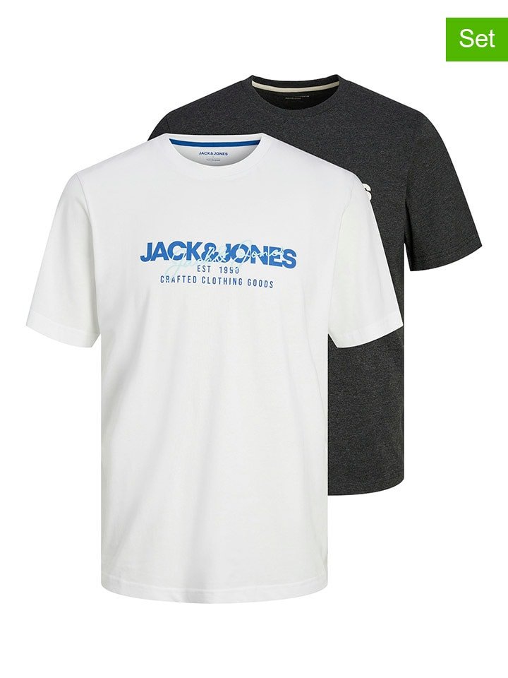 Jack & Jones Koszulki (2 szt.) w kolorze białym i antracytowym