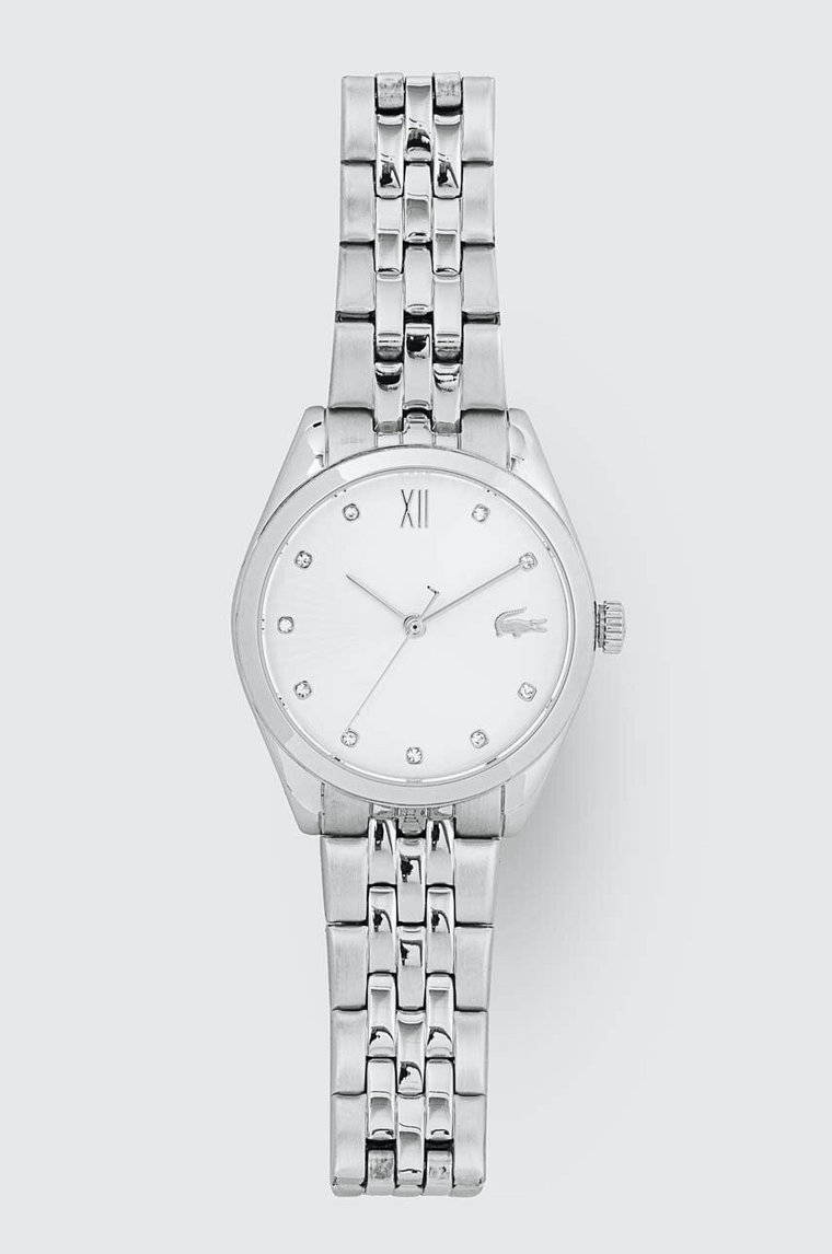 Lacoste zegarek damski kolor srebrny