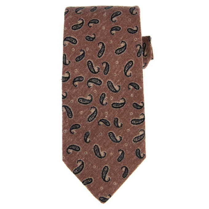 Krawat bawełniany łososiowy w paisley EM 132