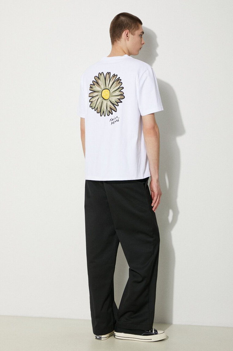 Maison Kitsuné t-shirt bawełniany Floating Flower Comfort Tee-Shirt męski kolor biały z nadrukiem MM00128KJ0118