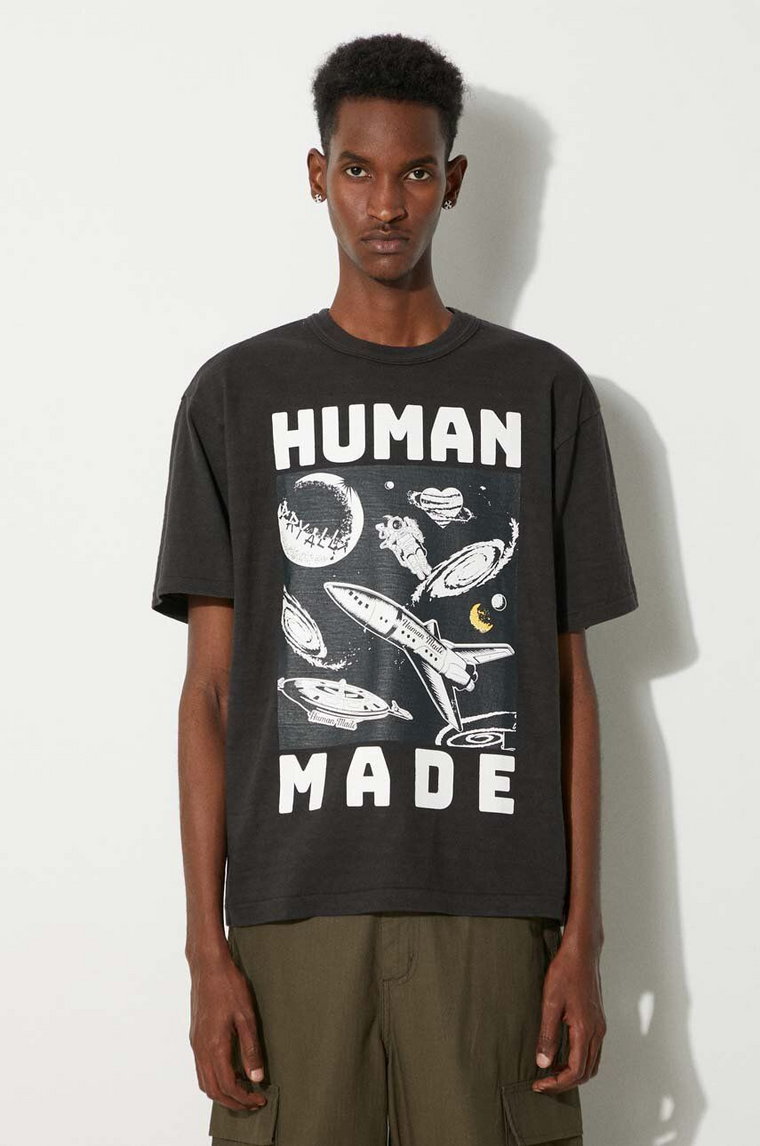 Human Made t-shirt bawełniany Graphic męski kolor czarny z nadrukiem HM27TE014